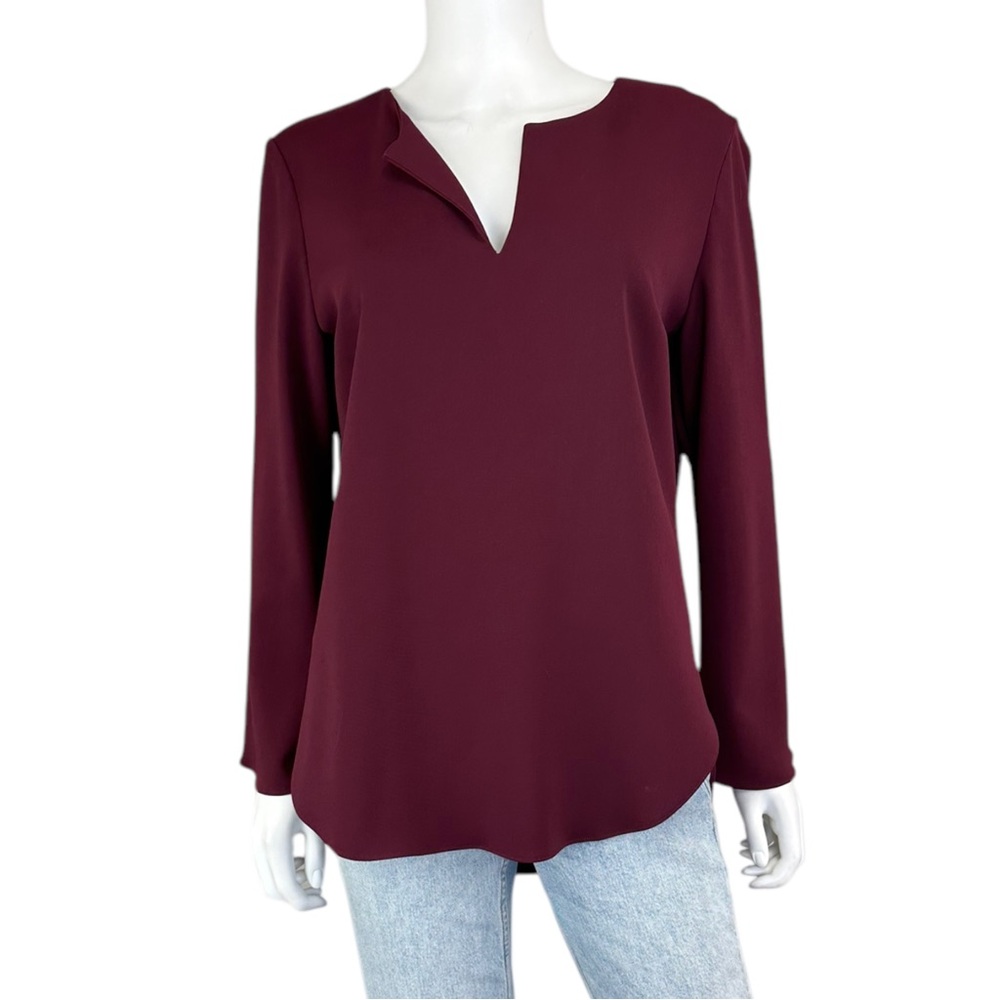 AMANDA UPRICHARD Maroon Splitneck Popover